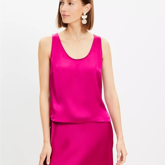 LOFT Magenta Sunset Hi-Low Satin Tank NWT - Picture 1 of 5